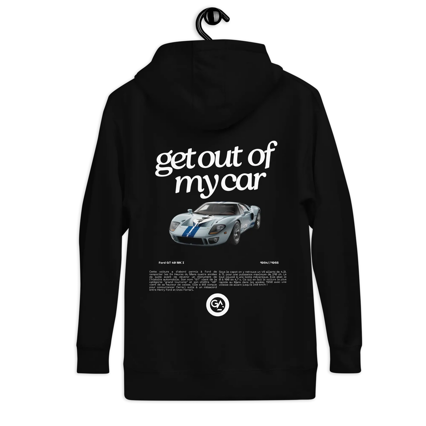 Sweat Ford GT40 – L’icône des 24h du Mans, disponible S à 2XL en noir et blanc. - Livraison offerte