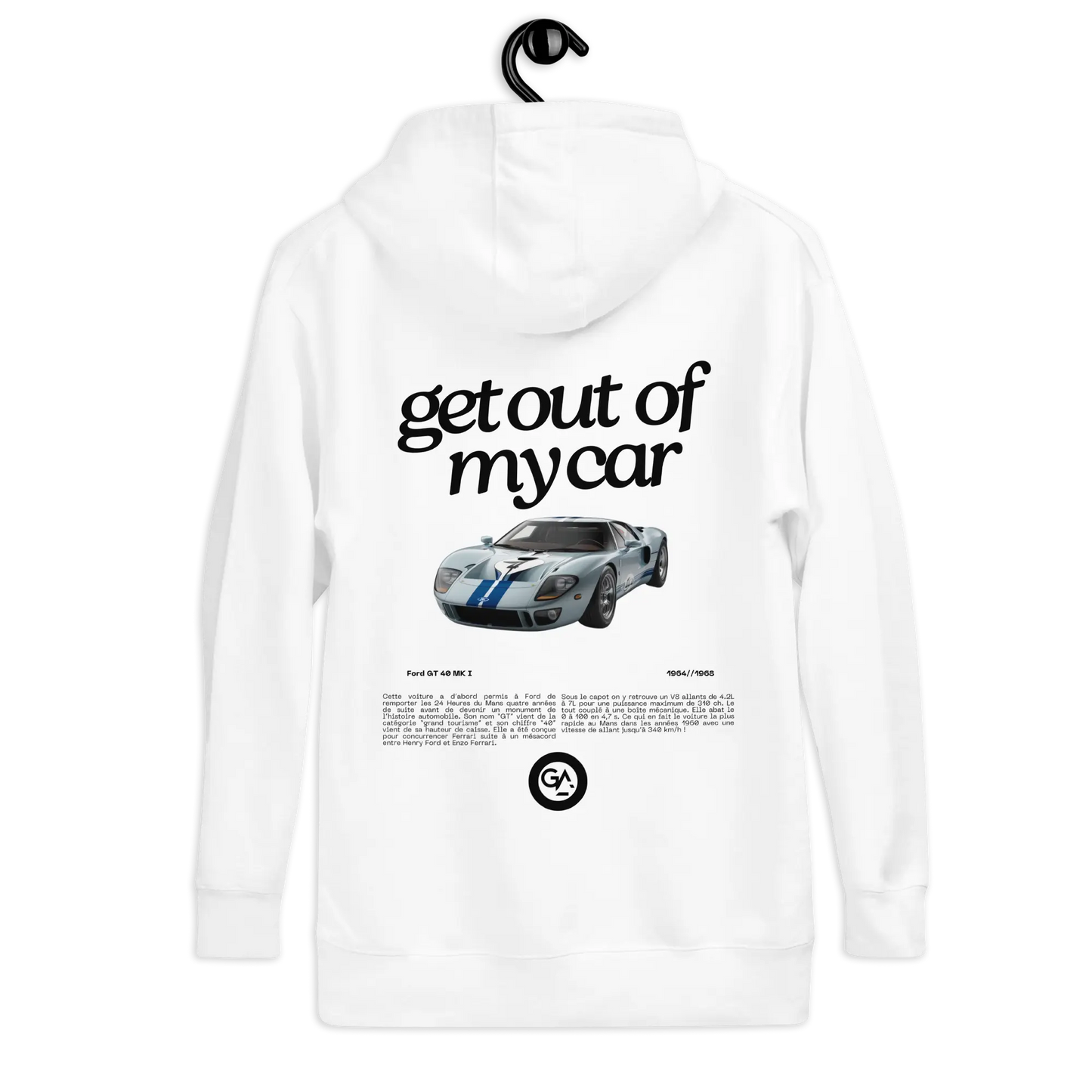 Sweat Ford GT40 – L’icône des 24h du Mans, disponible S à 2XL en noir et blanc. - Livraison offerte