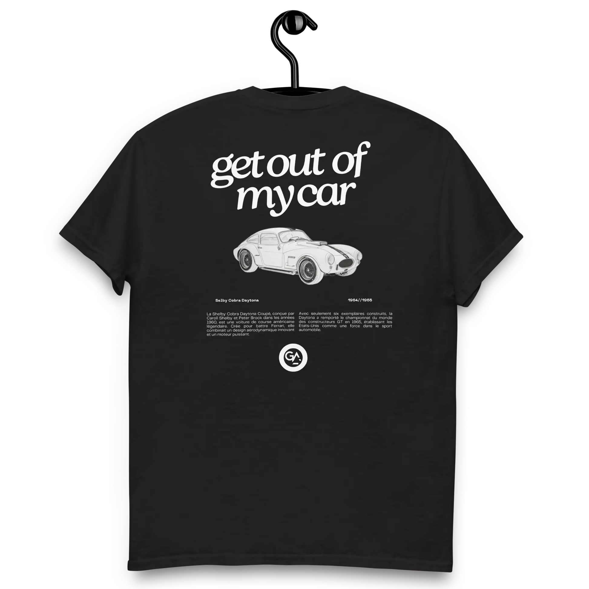 T-shirt Shelby Cobra Daytona – Légende vintage, livraison gratuite dès 50 € tailles S à 2XL en noir et blanc